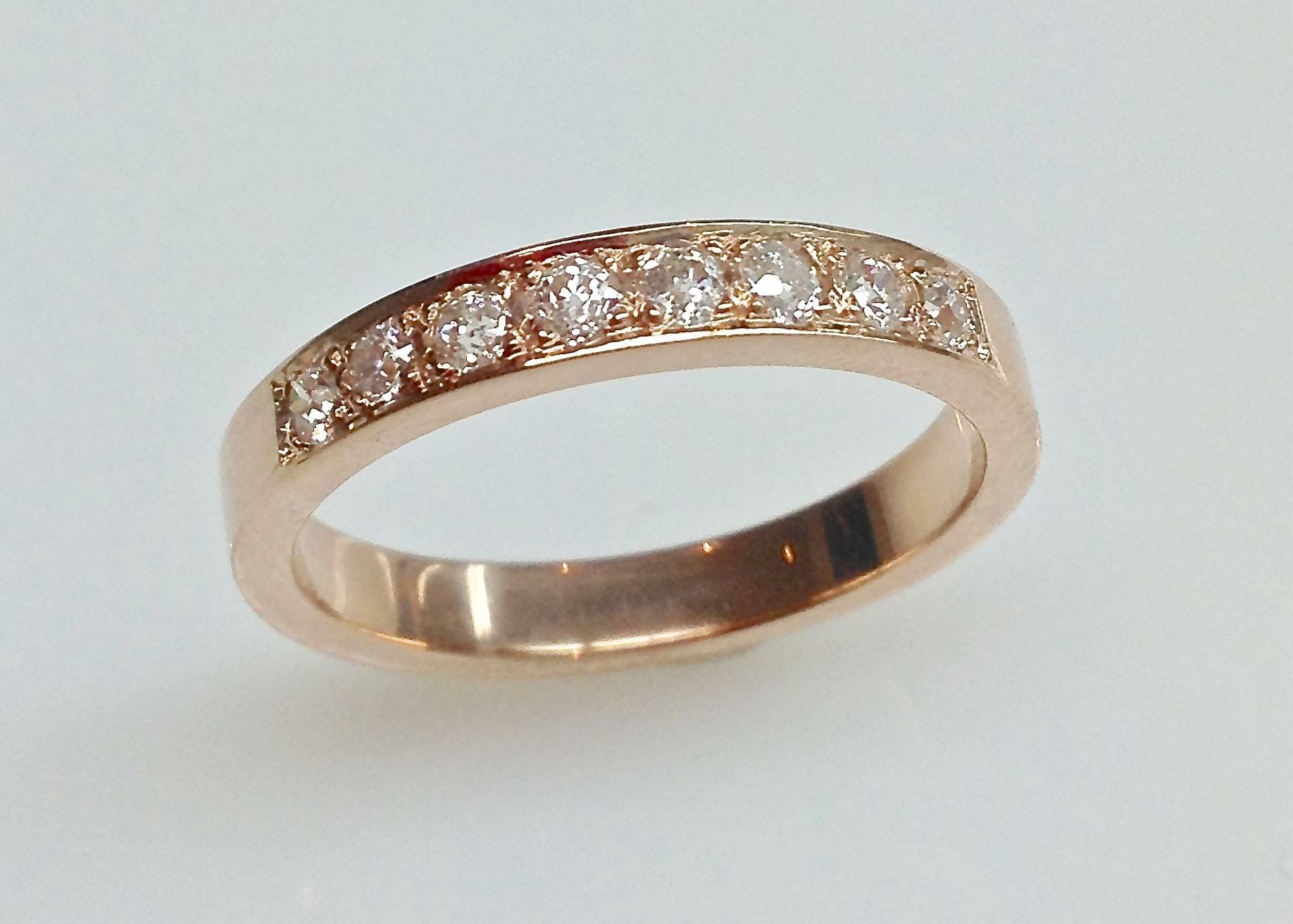Rose Gold Wedding Ring with Pave Diamonds  Keezing Kreations